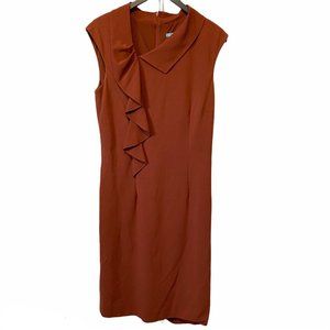 Antonio Melani asymmetrical ruffle dress rust 8